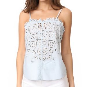 Rebecca Taylor La Vie eyelet top - size S - blue